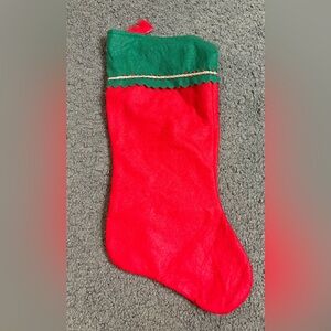 Vintage Green Red Felt Christmas Stocking 16”